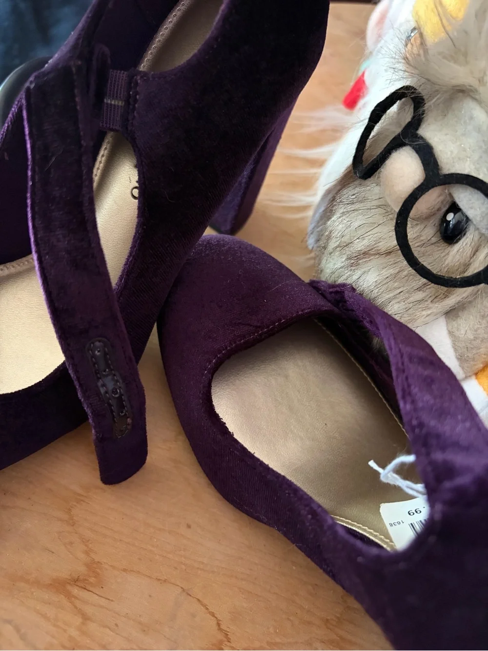 Christian Siriano Purple Velvet Mary Jane Block Heels - Picture 5 of 6